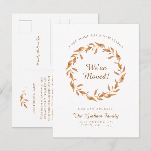 We hebben Fall Leaves Thanksgiving Moving Aankondigingskaart (Voorkant / Achterkant)