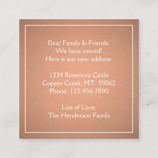 We hebben Faux Copper Foil Modern Enclosure Card v Vierkante Visitekaartje (Achterkant)