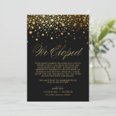 We hebben Faux Gold Foil Confetti Black Weddenscha Aankondiging (Staand voorkant)