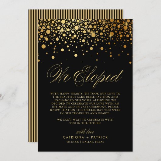 We hebben Faux Gold Foil Confetti Black Weddenscha Aankondiging (Voorkant / Achterkant)
