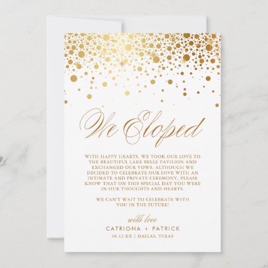 We hebben Faux Gold Foil Confetti White Wedding ge Aankondiging (Voorkant)