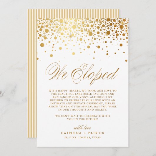 We hebben Faux Gold Foil Confetti White Wedding ge Aankondiging (Voorkant / Achterkant)