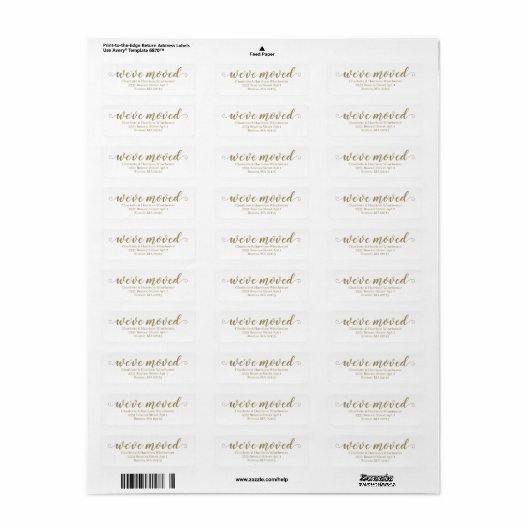 We hebben Faux Gold White custom script verplaatst Etiket (Full Sheet)