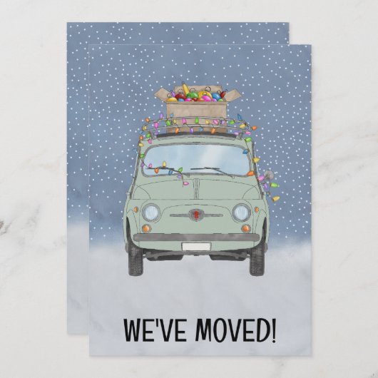 We hebben Fiat 500 auto met kerstverlichting verpl Kaart (Voorkant / Achterkant)