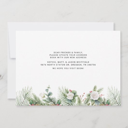 We hebben Floral Berry Moving Adres verplaatst Aankondiging (Achterkant)