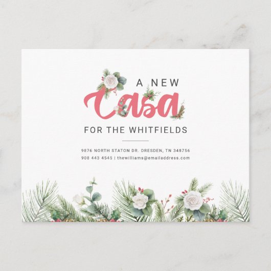 We hebben Floral Berry Moving Adres verplaatst Aankondigingskaart (Voorkant)