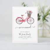 We hebben Floral Bicycle New Address Home Moving v Aankondiging (Staand voorkant)