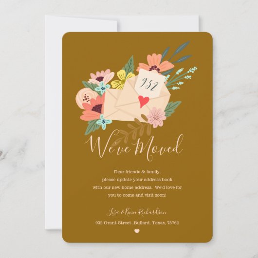 We hebben Floral & Greenery Envelope Nieuw Adres v Aankondiging (Voorkant)