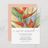 We hebben Floral Heliconia Roos Gold Script Text v Aankondiging (Voorkant / Achterkant)