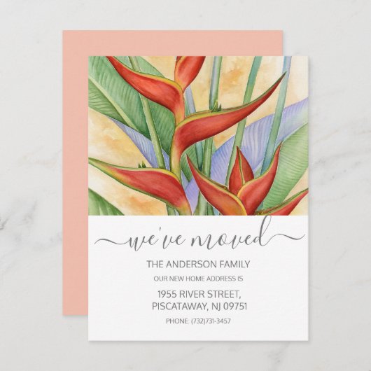 We hebben Floral Heliconia Roos Gold Script Text v Aankondiging (Voorkant / Achterkant)