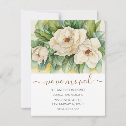 We hebben Floral Magnolia Gold Script verplaatst Aankondiging (Voorkant)