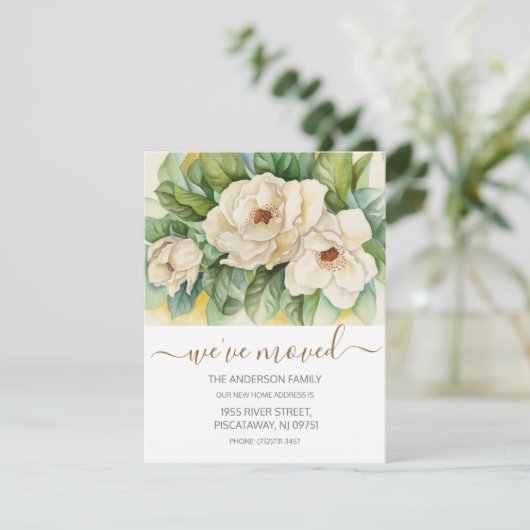 We hebben Floral Magnolia Gold Script verplaatst Aankondiging (Staand voorkant)