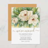 We hebben Floral Magnolia Gold Script verplaatst Aankondiging (Voorkant / Achterkant)