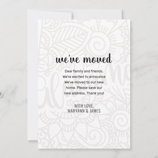 We hebben Floral Mandala Alabama State New Home ve Aankondiging (Achterkant)