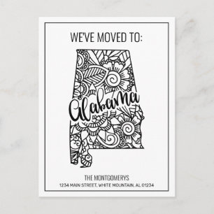 We hebben Floral Mandala Alabama State New Home ve Aankondigingskaart