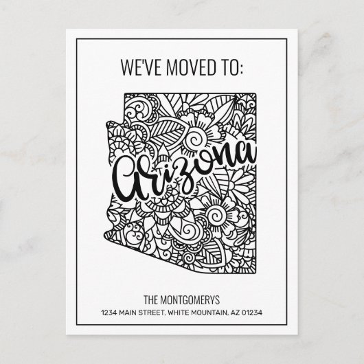 We hebben Floral Mandala Arizona State New Home ve Aankondigingskaart (Voorkant)
