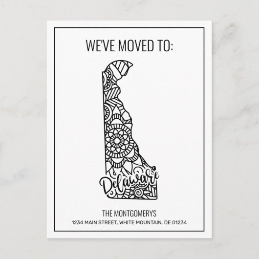 We hebben Floral Mandala Deleware State verplaatst Aankondigingskaart (Voorkant)
