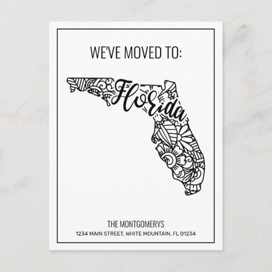 We hebben Floral Mandala Florida State verhuisd Aankondigingskaart (Voorkant)