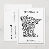 We hebben Floral Mandala Minnesota State verhuisd Aankondigingskaart (Voorkant / Achterkant)