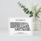 We hebben Floral Mandala Nebraska State verhuisd Aankondigingskaart (Staand voorkant)