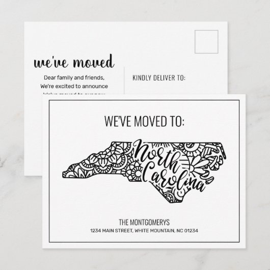 We hebben Floral Mandala North Carolina State verh Aankondigingskaart (Voorkant / Achterkant)