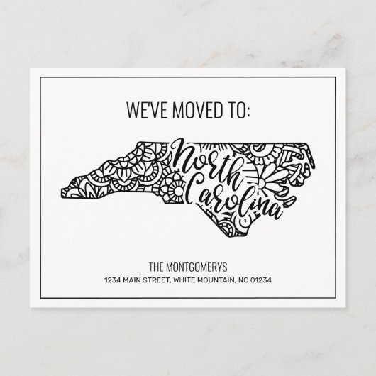 We hebben Floral Mandala North Carolina State verh Aankondigingskaart (Voorkant)