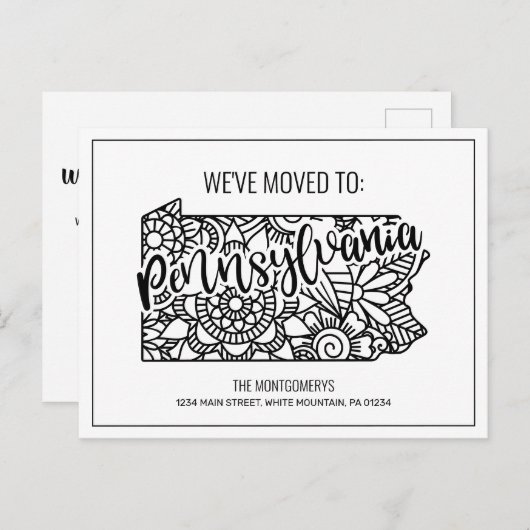 We hebben Floral Mandala Pennsylvania State verhui Aankondigingskaart (Voorkant / Achterkant)