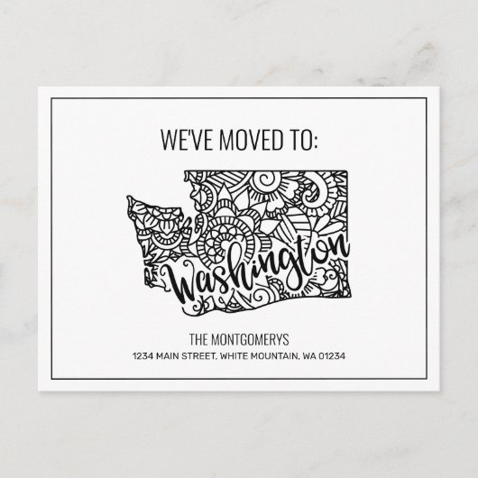 We hebben Floral Mandala Washington State verplaat Aankondigingskaart (Voorkant)