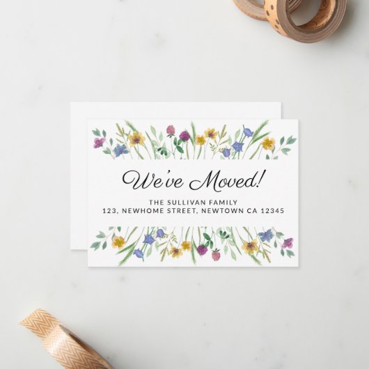 We hebben Floral Moving Aankondiging Mini Kaart ve (Voorkant / Achterkant in situ)