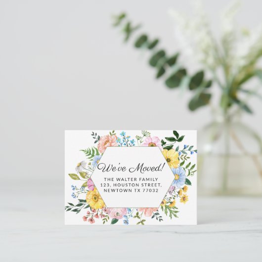 We hebben Floral Moving Aankondiging Mini Kaart ve (Staand voorkant)