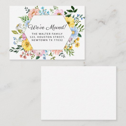 We hebben Floral Moving Aankondiging Mini Kaart ve (Voorkant / Achterkant)