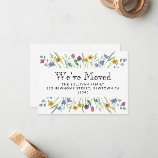 We hebben Floral Moving Aankondiging Mini Kaart ve (Voorkant / Achterkant in situ)