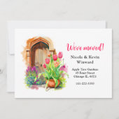 We hebben Floral Pink Tulps Deeg verplaatst Aankondiging (Voorkant)