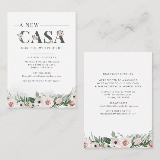 We hebben Floral Rustic New Casa Moving Notitiekaartje (Voorkant / Achterkant)