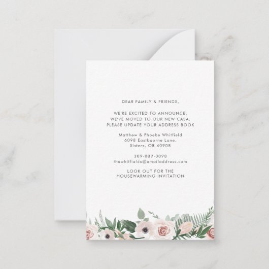 We hebben Floral Rustic New Casa Moving Notitiekaartje (Achterkant)