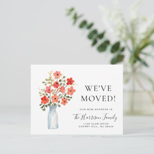 We hebben Floral Waterverf Moving Aankondigingskaart (Staand voorkant)