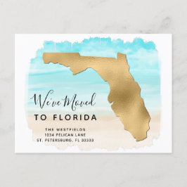 We hebben Florida Map Beach Scene New Address verp Aankondigingskaart