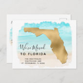 We hebben Florida Map Beach Scene New Address verp Aankondigingskaart (Voorkant / Achterkant)