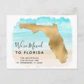 We hebben Florida Map Beach Scene New Address verp Aankondigingskaart (Voorkant)