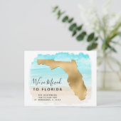 We hebben Florida Map Beach Scene New Address verp Aankondigingskaart (Staand voorkant)