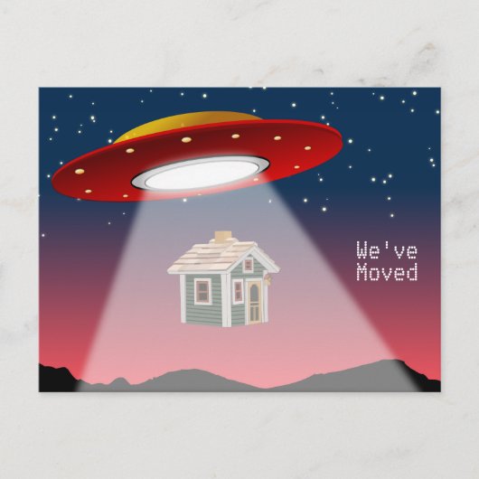 We hebben Flying Saucer New Address verplaatst Aankondigingskaart (Voorkant)