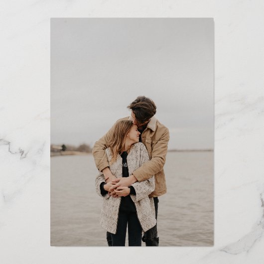 We hebben Foto Verloving Roos Gold geërfd Folie Uitnodiging (Achterkant)