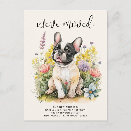 We hebben Franse buldog puppy bloemetjeshond verpl Aankondigingskaart (Voorkant)