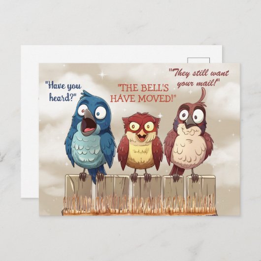 We hebben Funny Birds op Fence verplaatst Briefkaart (Voorkant / Achterkant)