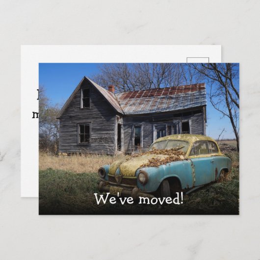 We hebben Funny verplaatst Aankondigingskaart (Voorkant / Achterkant)