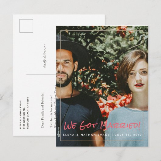 "We hebben gehuwd" Briefkaart voor aankondiging hu (Voorkant / Achterkant)