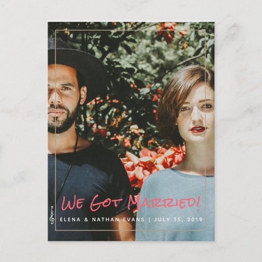 "We hebben gehuwd" Briefkaart voor aankondiging hu (Voorkant)