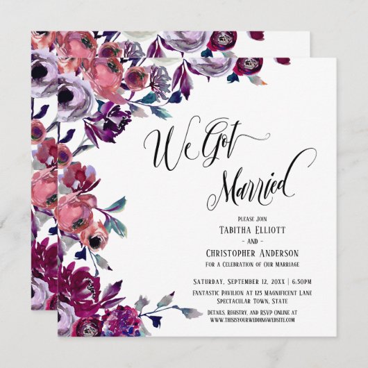 We hebben gehuwde Elaborated Script Bold Flowers Kaart (Voorkant / Achterkant)