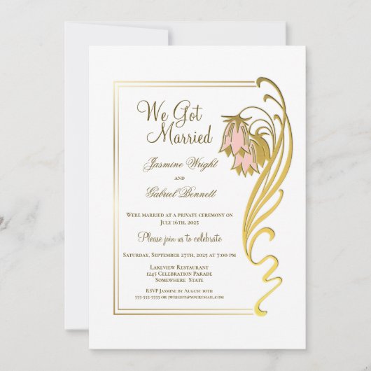 We hebben gehuwde Elegant Gold Wedding Reception Kaart (Voorkant)