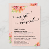 We hebben gehuwde harten Script Blush Florals Kaart (Voorkant / Achterkant)
